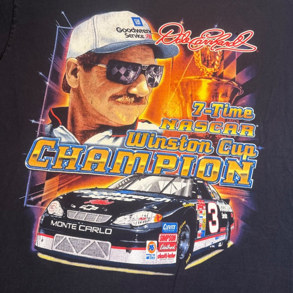 Vintage Dale Earnhardt NASCAR T-Shirt Chase Authentics 7-Time Champion Black XL